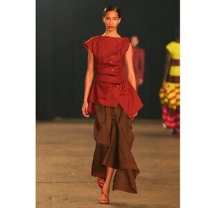 Christopher John Rogers Pleated Tunic/dress with Lace-Up Back Size M NEW